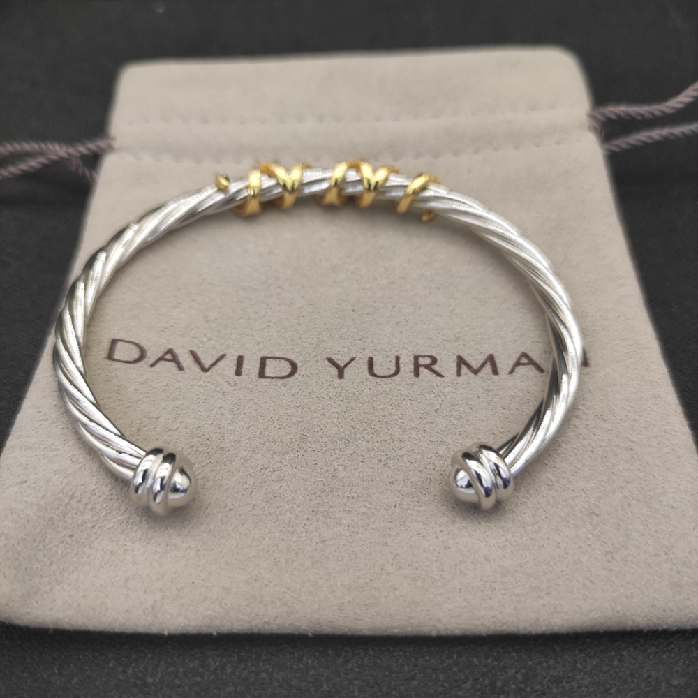 David Yurman Cable Cuff Twotone Gold Silver Xstation Open Bangle Bracelet